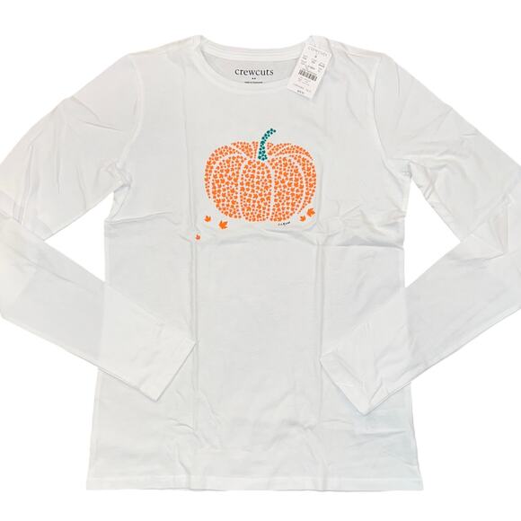 NWT J. Crew Girls' White W/Pumpkin & Fall Leaves Graphic Tee - SIZE XL (12-14) - Picture 2 of 8